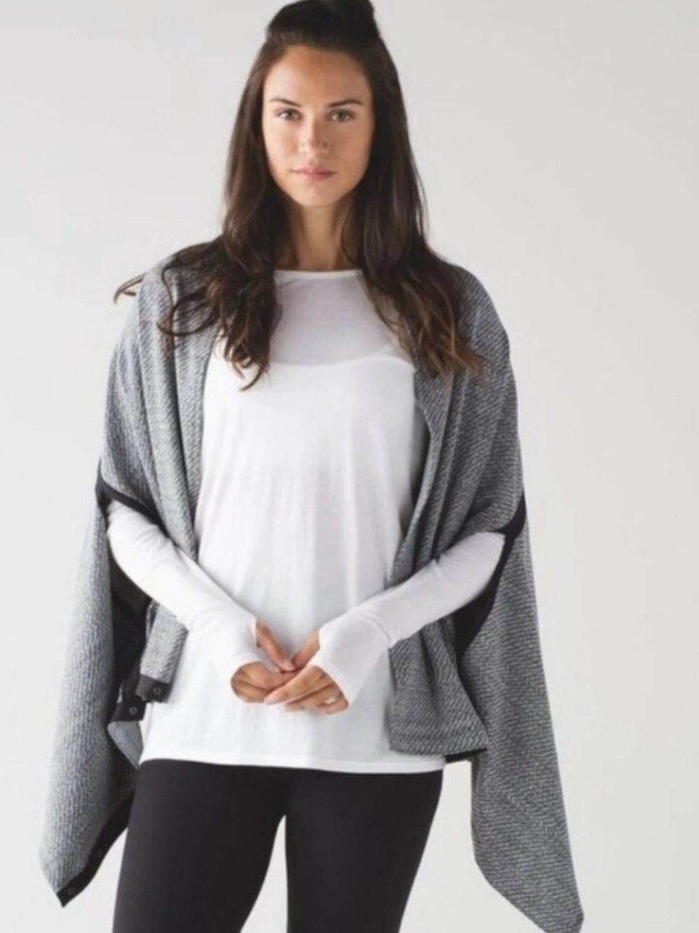 Lululemon Vinyasa Scarf Wrap Scarf Hazy Heather Heathered White Heathered Blk